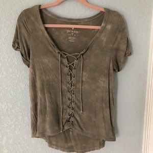 American Eagle lace up top